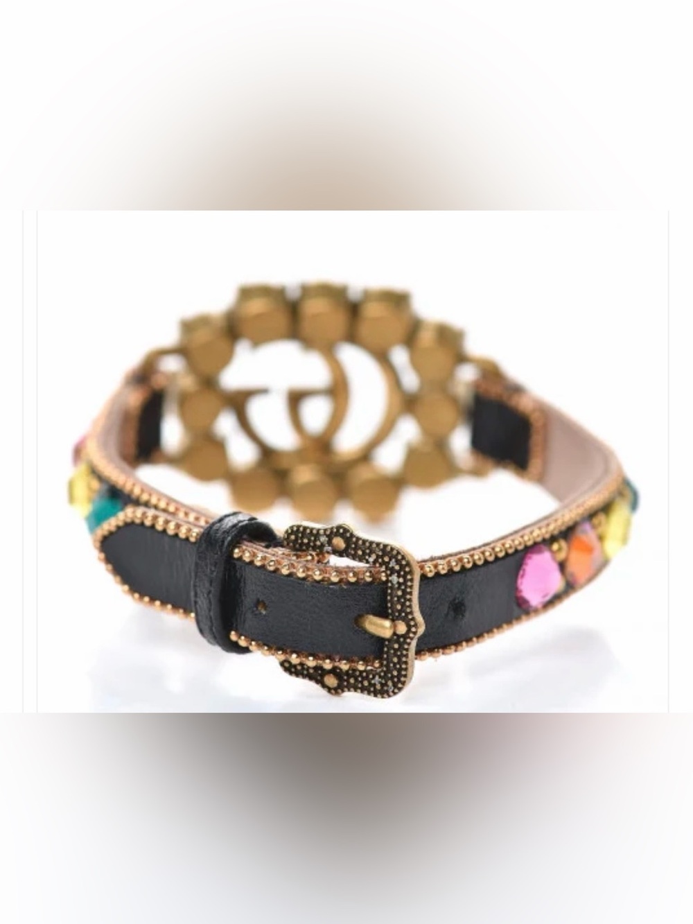 Gucci Gold Double G Multicolor Crystal Bracelet - Picture 2 of 5